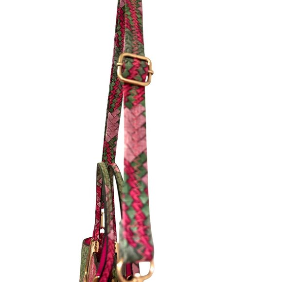 Woven Pink & Green Tote Bag, Adjustable Detachable Strap, Casual/Professional - Picture 5 of 10